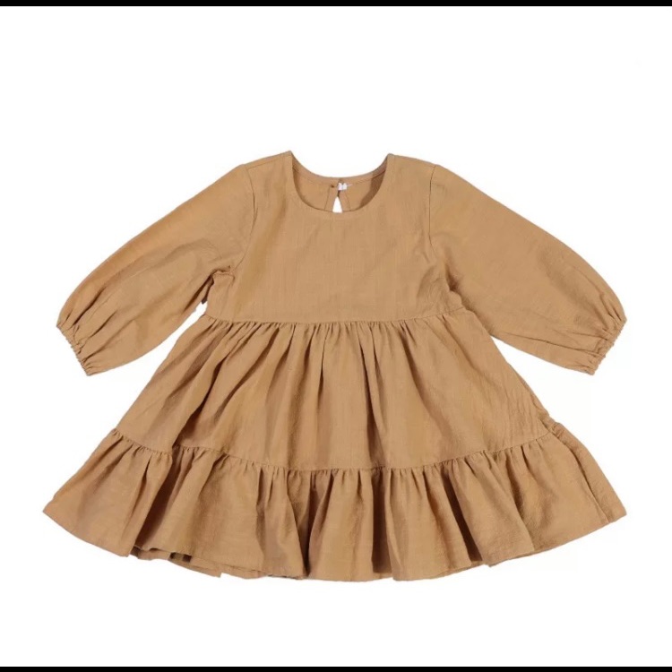 Girls Tan Tiered Anytime Casual Dress
